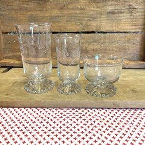Princess House glasses footed etched replacements dessert tumbler